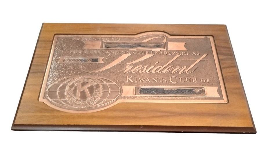Kiwanis Club International President Plaque Vintage Collectible Decorative