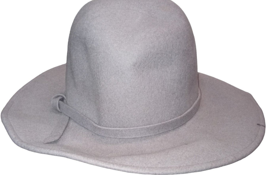 Gray Wool Woman's Hat Antique Splendide Vintage Wool with Cloth Ties
