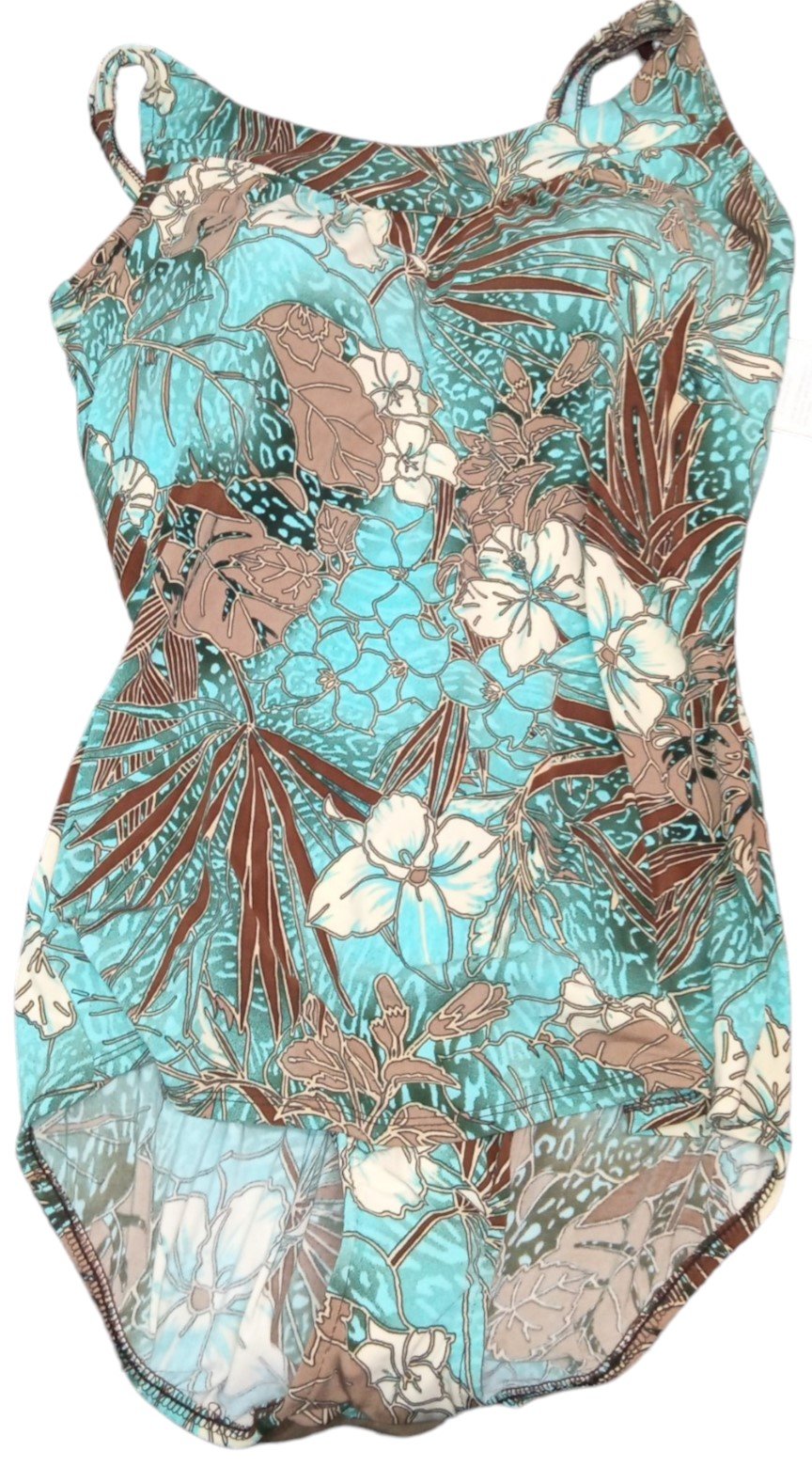 Amoena One-Piece Swimsuit with Skirt Style 327231 Size 16 Mulicolor