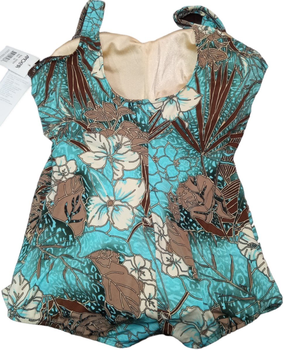 Amoena One-Piece Swimsuit with Skirt Style 327231 Size 16 Mulicolor