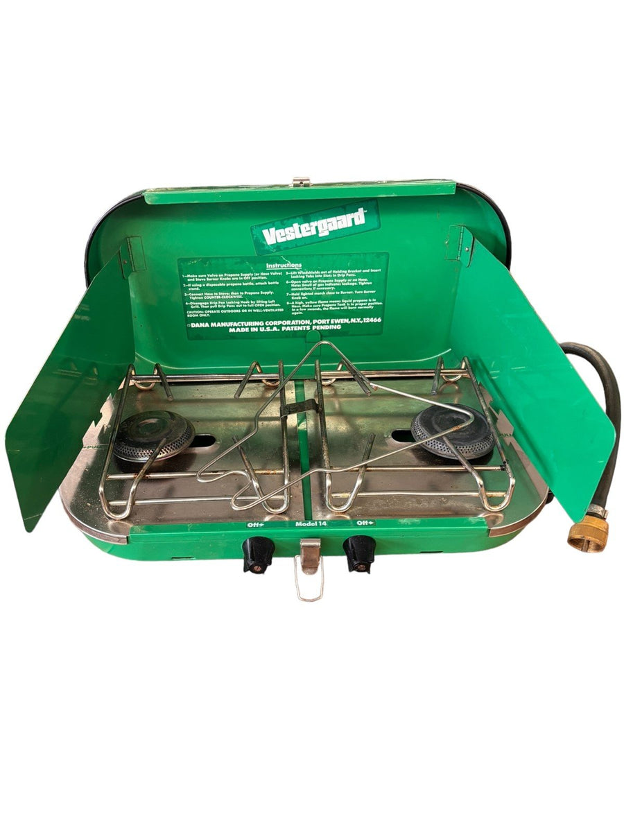 Vestergaard Propane Stove Two 10,000 BTU Burners Vintage Has Instructions