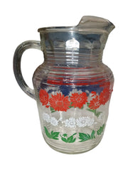 Hazel Atlas Floral Glass Pitcher Vintage Collectible Nostalgic Serveware