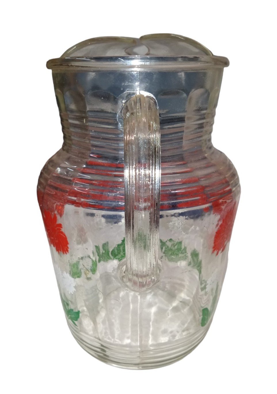 Hazel Atlas Floral Glass Pitcher Vintage Collectible Nostalgic Serveware