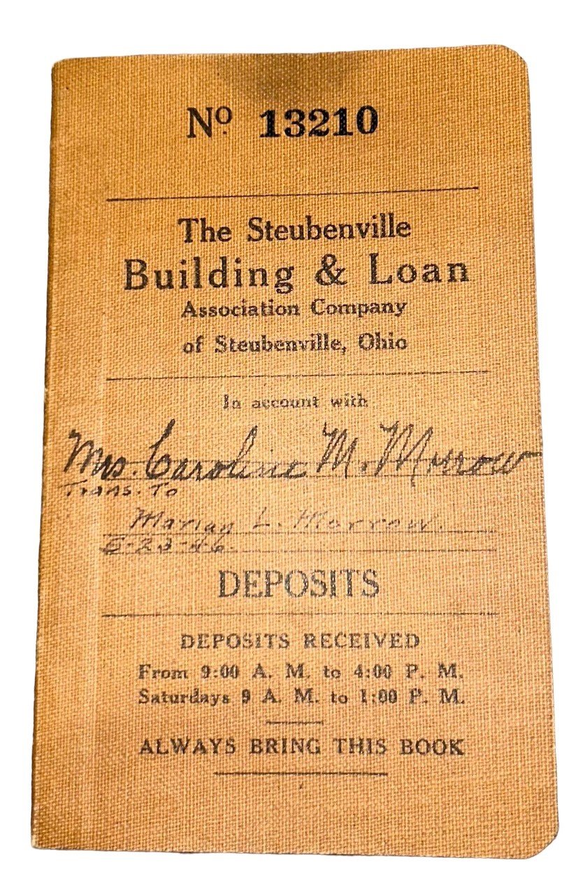 Miners and Mechanics Bank and Steubenville Calendar Envelope Check Deposit Book