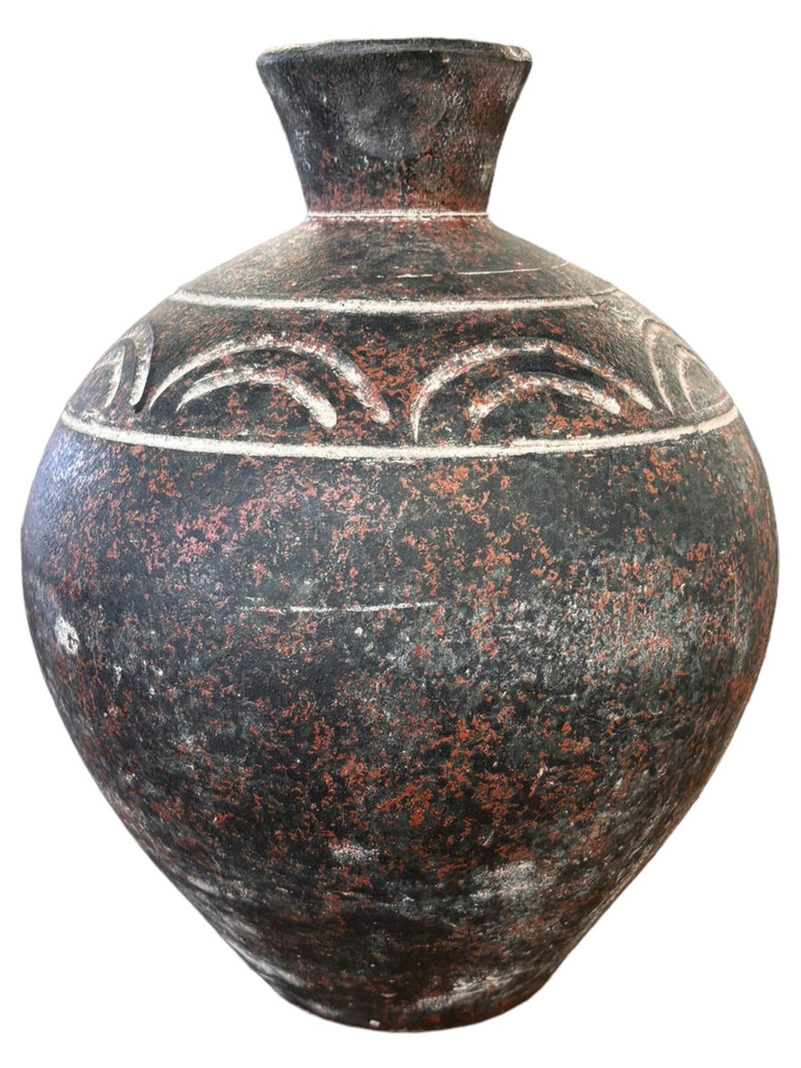 Mexican Pottery Carved Clay Pot Vase
