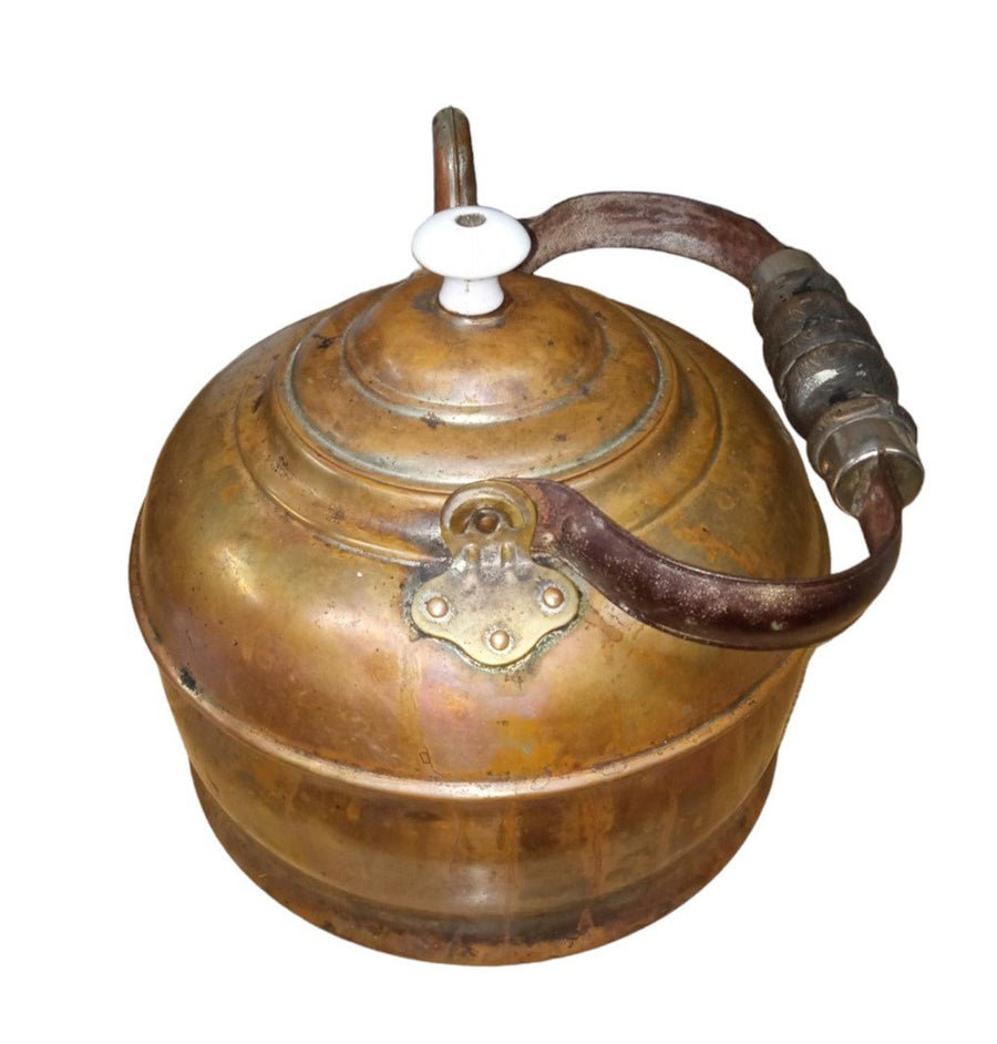 Copper Tea Kettle Vintage Collectible Nostalgic Rustic Antique Kitchenware