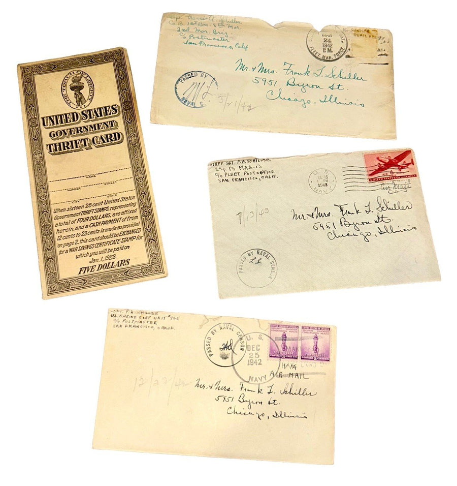 United States World War I Gov. Thrift Card 3 World War II Navy Soldier Letters