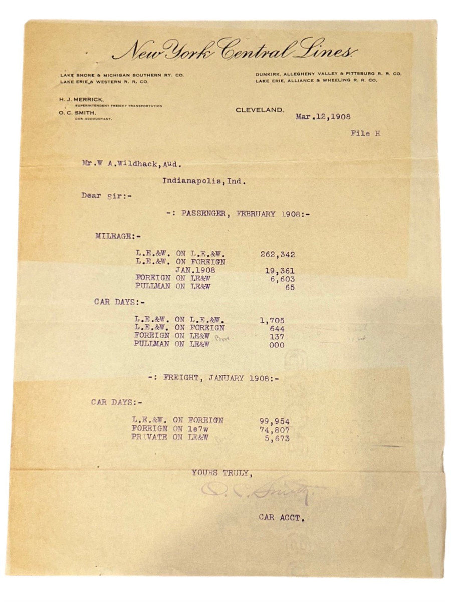 New York Central Lines Lot of Six Papers Railroad Documents Antique