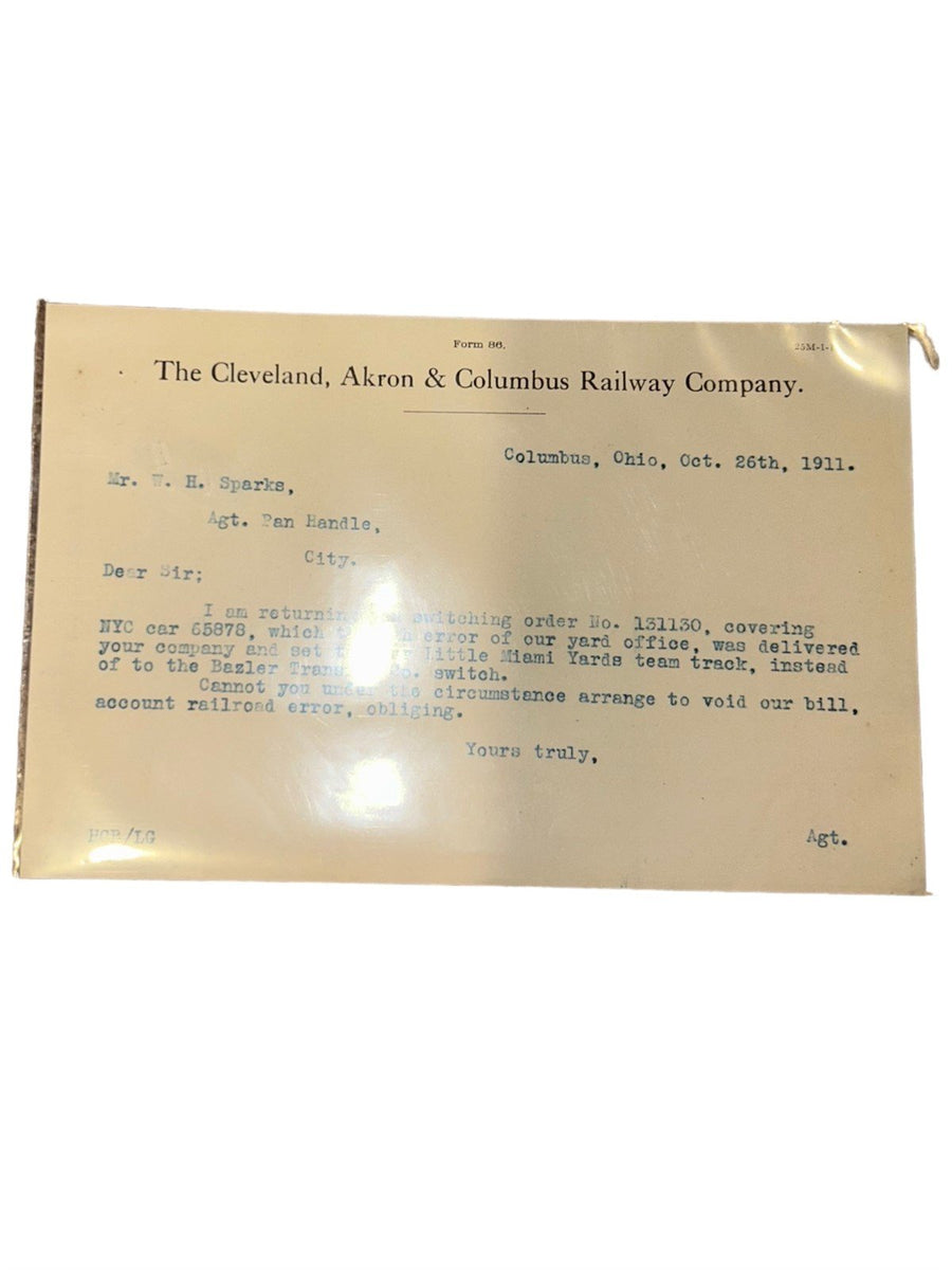 Cleveland Akron Columbus Railway Company Railroad Documents Lot of 6 Antique