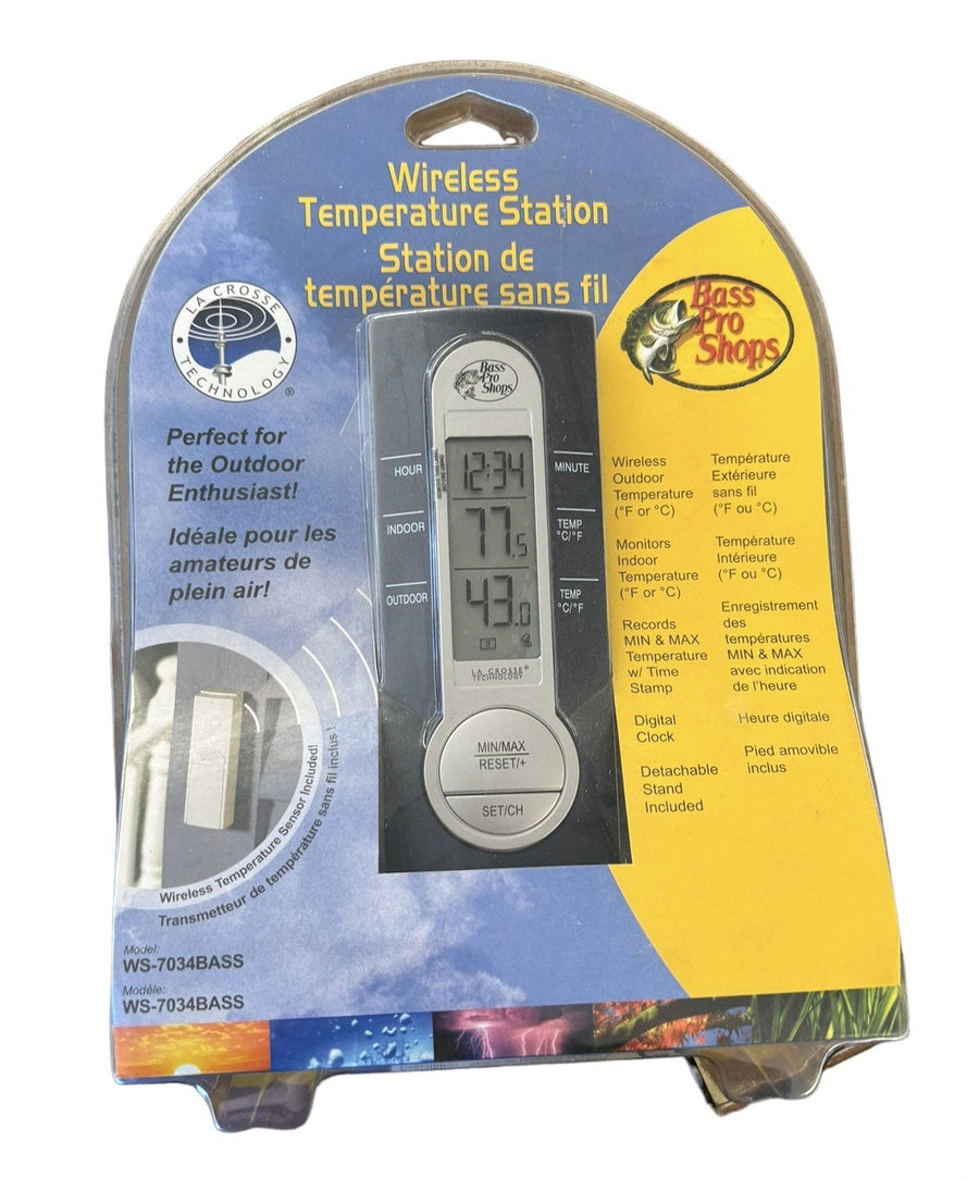 Temperature Station Wireless Sensor Bas Pro Shops Model WS-7034BASS Outdoor