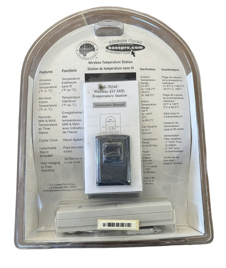 Temperature Station Wireless Sensor Bas Pro Shops Model WS-7034BASS Outdoor