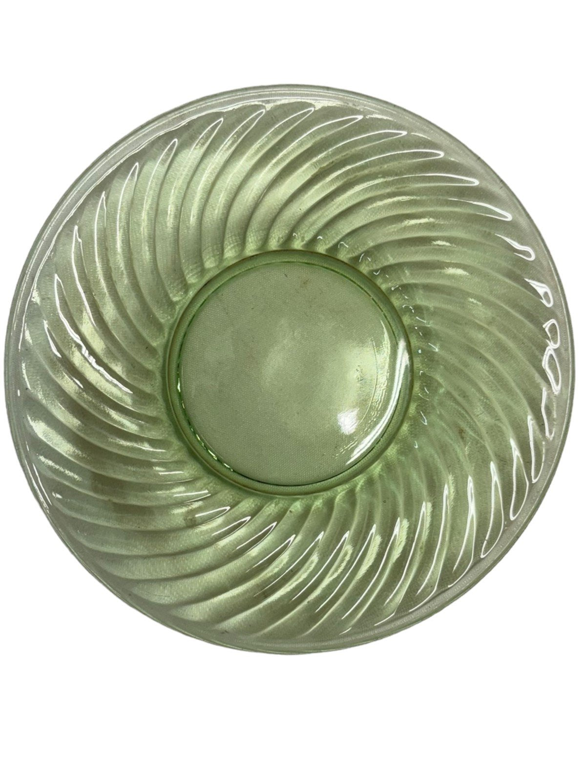 Depression Green Vaseline Federal Uranium 6'' Bread Plate Swirl Lot of 7