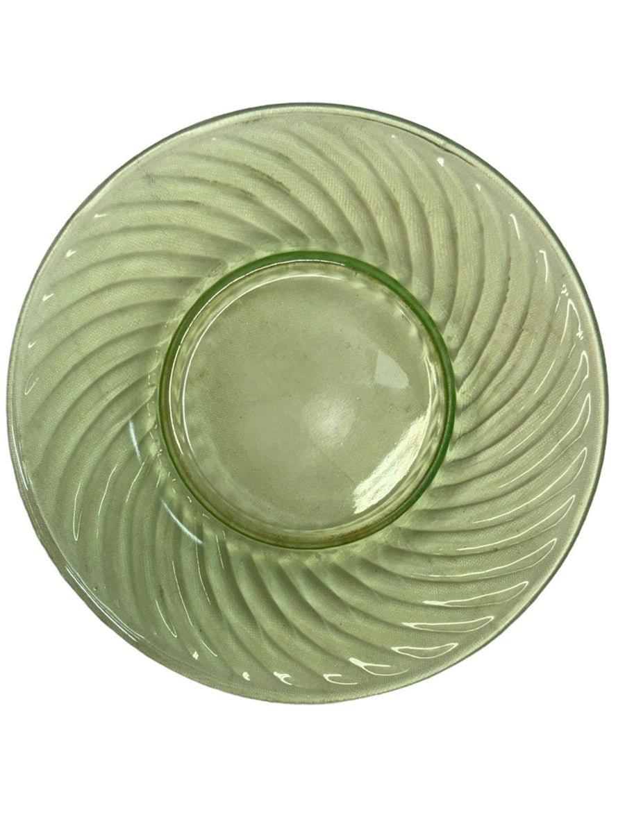 Depression Green Vaseline Federal Uranium 6'' Bread Plate Swirl Lot of 7
