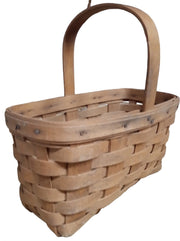 Longaberger Baskets Vintage Handwoven Rectangular with Stationary Handle 1986