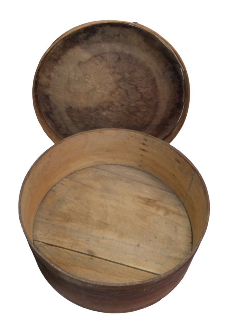 Wooden Cheese Wheel Box Vintage Collectible Decorative Rustic Storage Dark