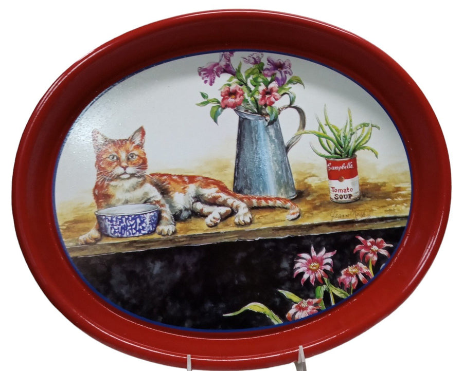 Cat on the Porch Vintage Campbell's Soup Metal Tray Jeanne Mack