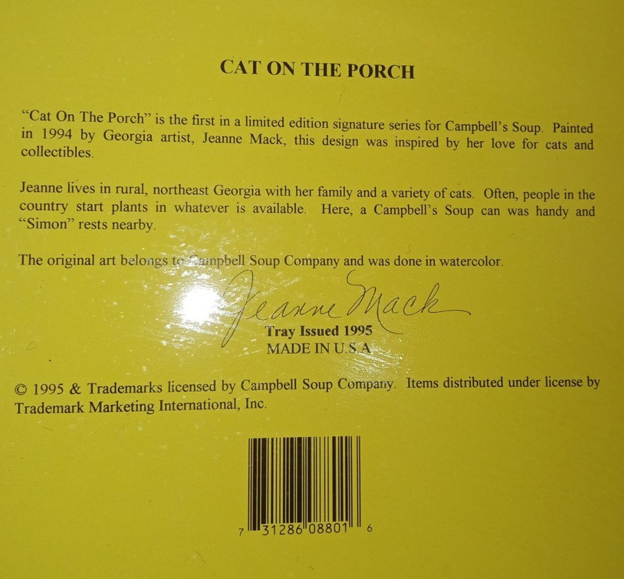 Cat on the Porch Vintage Campbell's Soup Metal Tray Jeanne Mack
