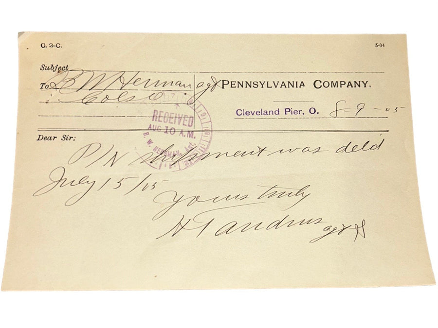 Pennsylvania Railroad Original Documents 1900's Lot of Four Antique