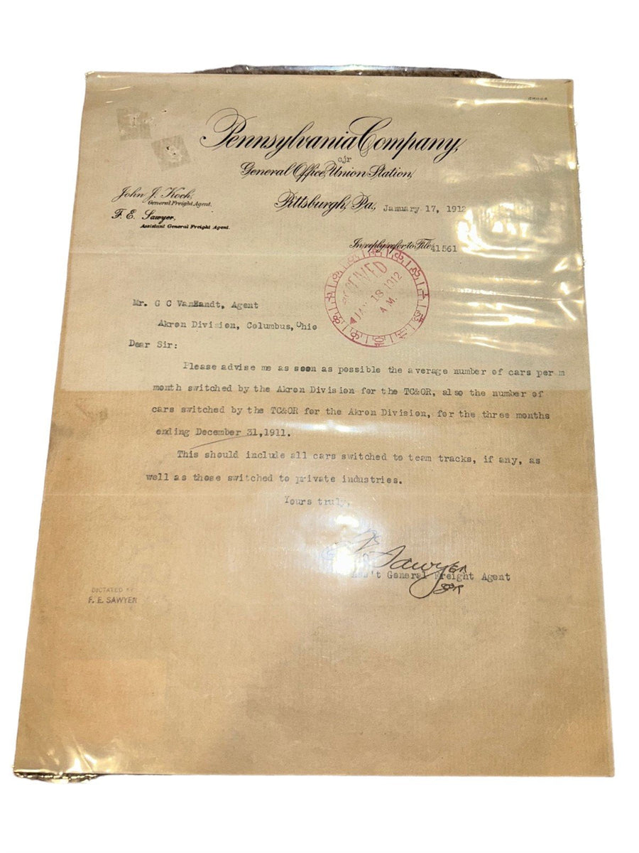Pennsylvania Railroad Original Documents 1900's Lot of Four Antique