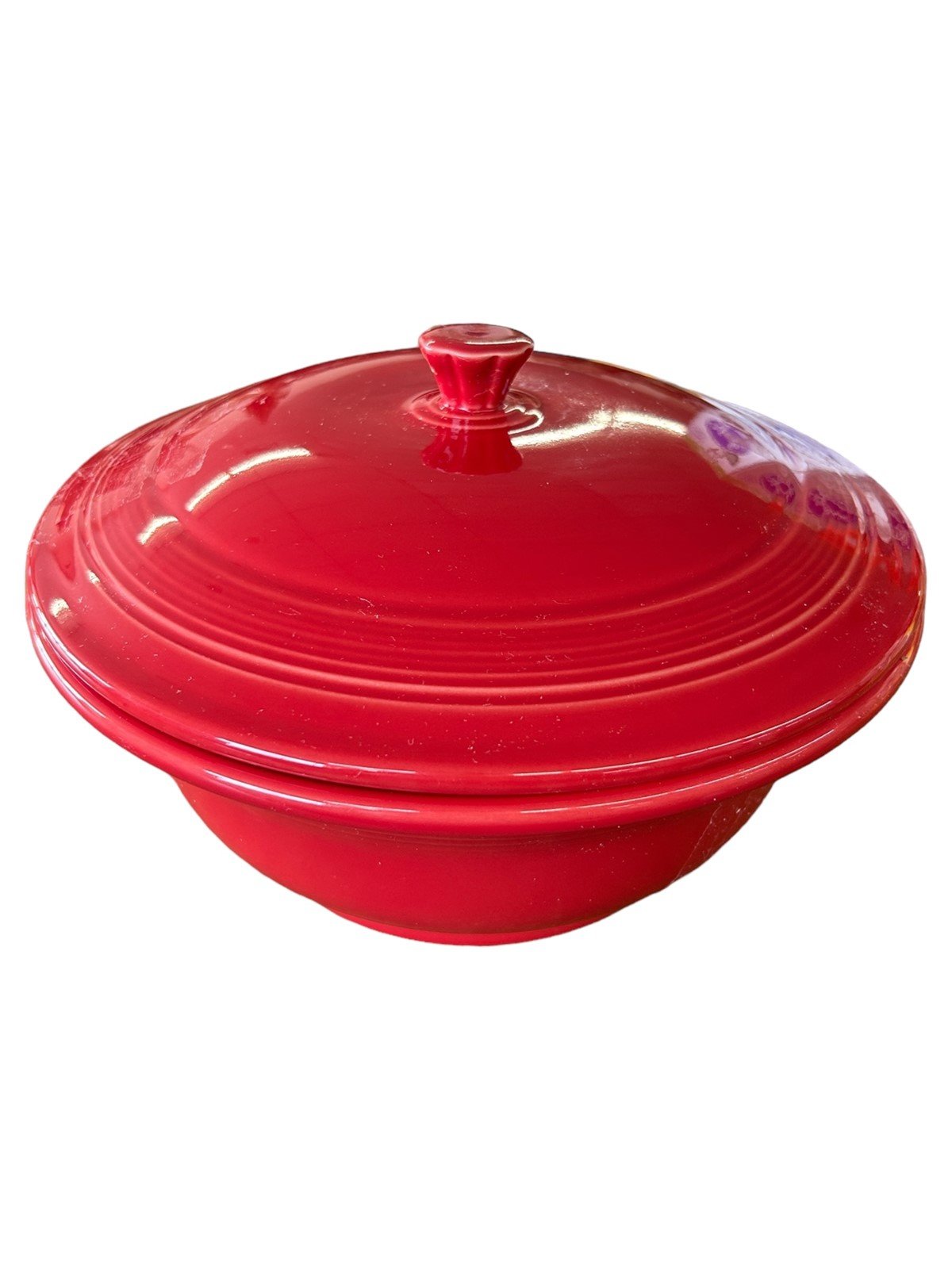 Fiesta - Scarlet Red Covered Casserole Bowl Homer Laughlin Ceramic Dish Kitchen