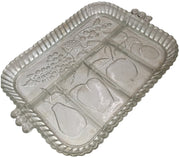 Heavy Glass Divided Relish Tray Vintage Indiana Glass 5 Sections Fruit Etchings