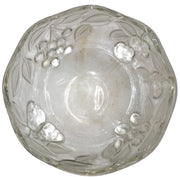 Heavy Glass Serving Bowl Vintage Grapes and Leaves Scalloped Rim