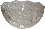 Heavy Glass Serving Bowl Vintage Grapes and Leaves Scalloped Rim