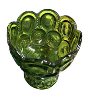 L.E Smith Moon and Stars Glass Green Candy Compote Dish Goblet