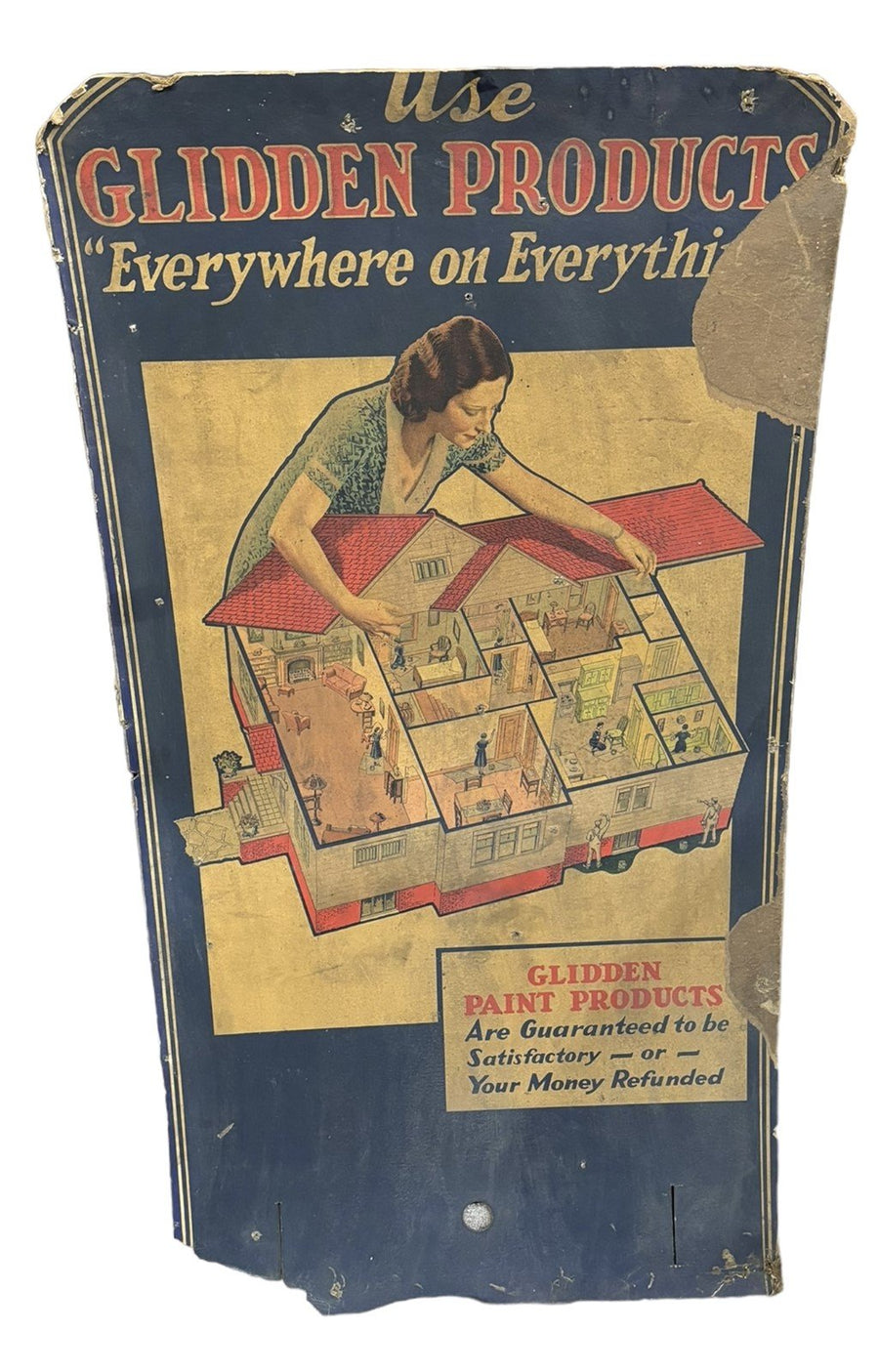 Antique Advertisement Glidden Products Paint Cardboard Sign