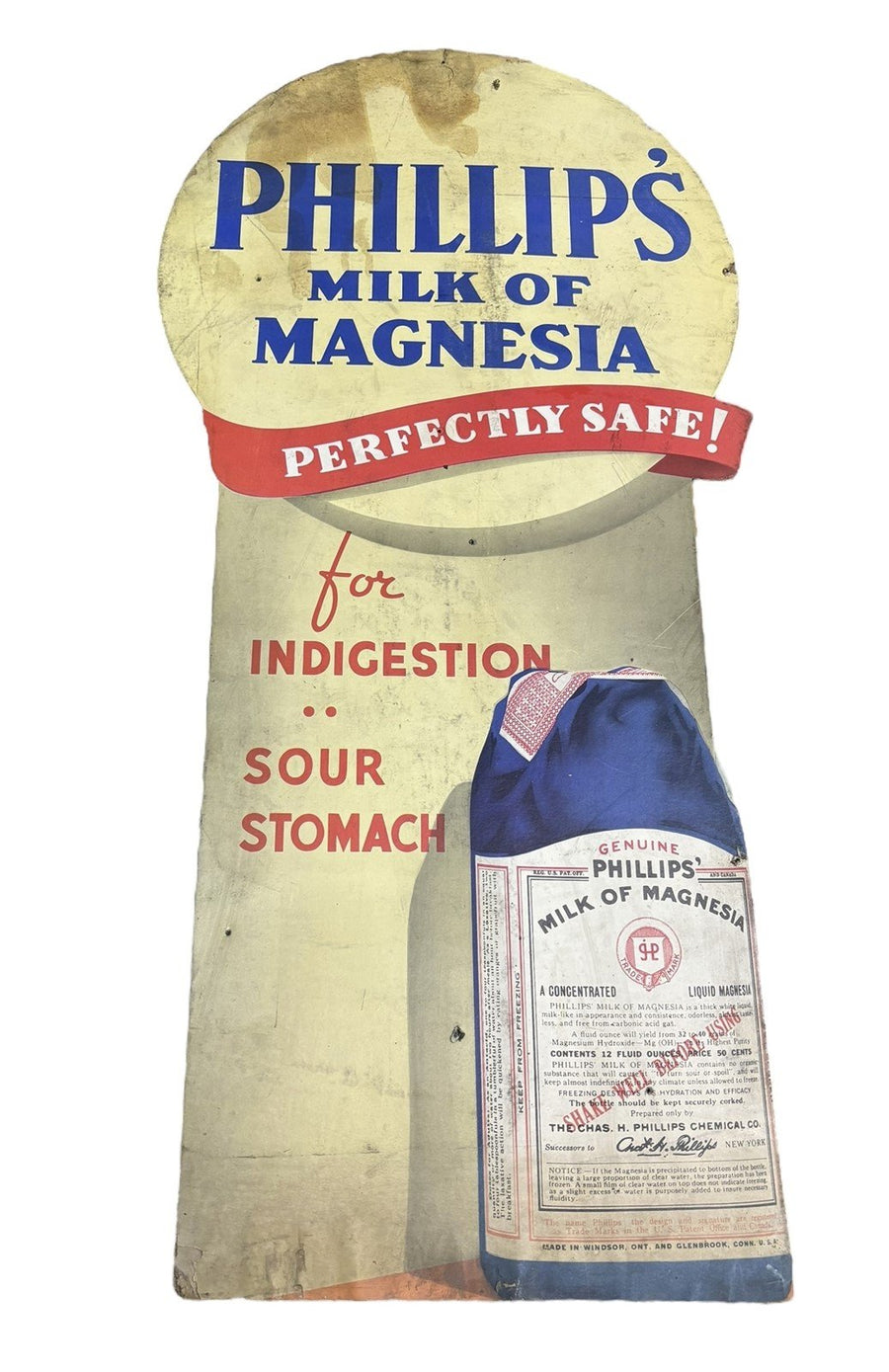 Phillip's Milk of Magnesia Antique Advertisement Cardboard Sign