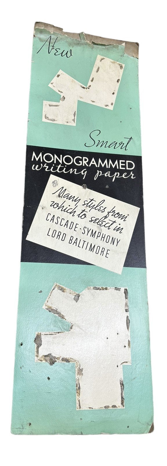 Antique Advertisement New Smart Monogrammed Writing Paper Cardboard Sign