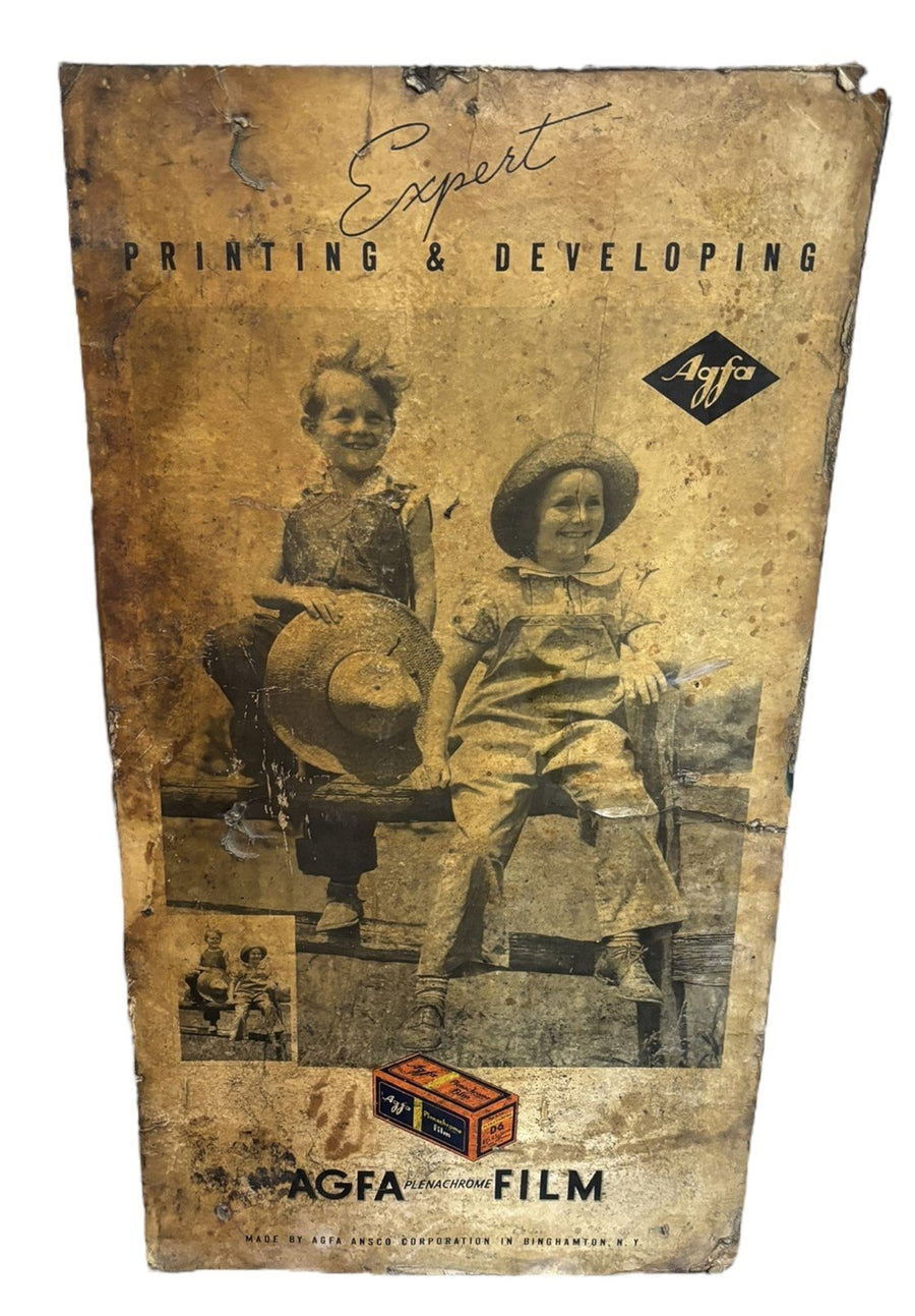 Agfa Antique Advertisement Cardboard Sign Film Printing Developing