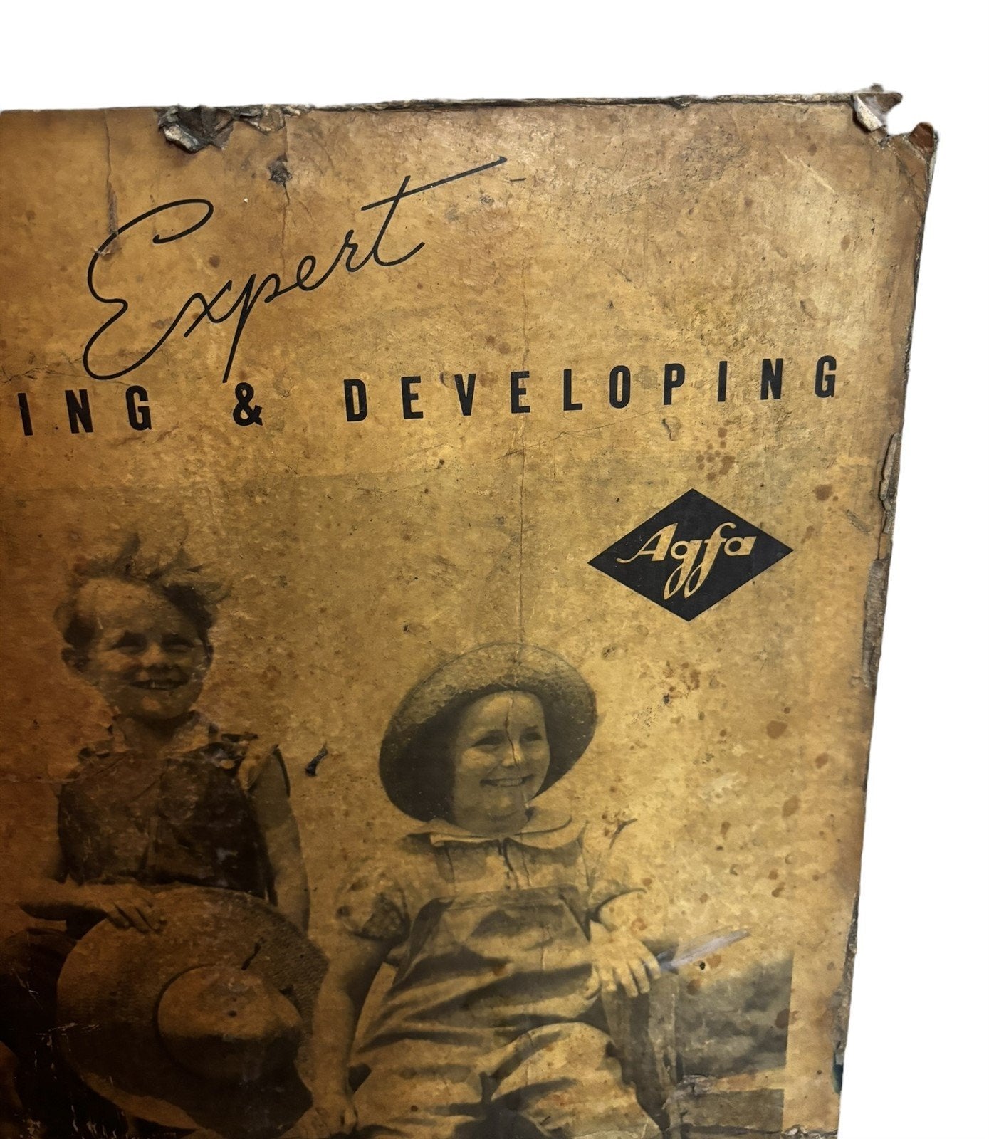 Agfa Antique Advertisement Cardboard Sign Film Printing Developing