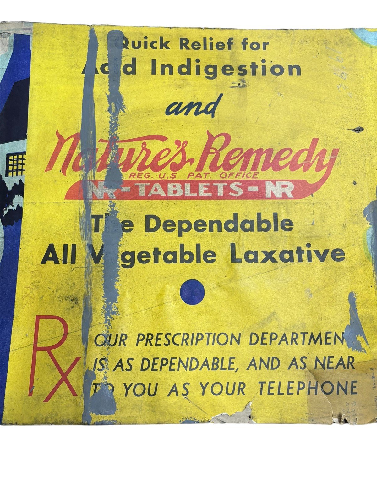 Nature's Remedy Antique Advertisement Cardboard Sign Laxative Promo