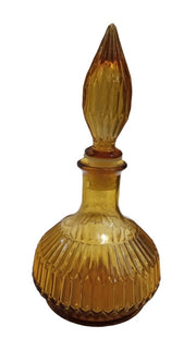 Empoli Amber Glass Decanter Bottle Vintage Antique Collectible Made In Italy