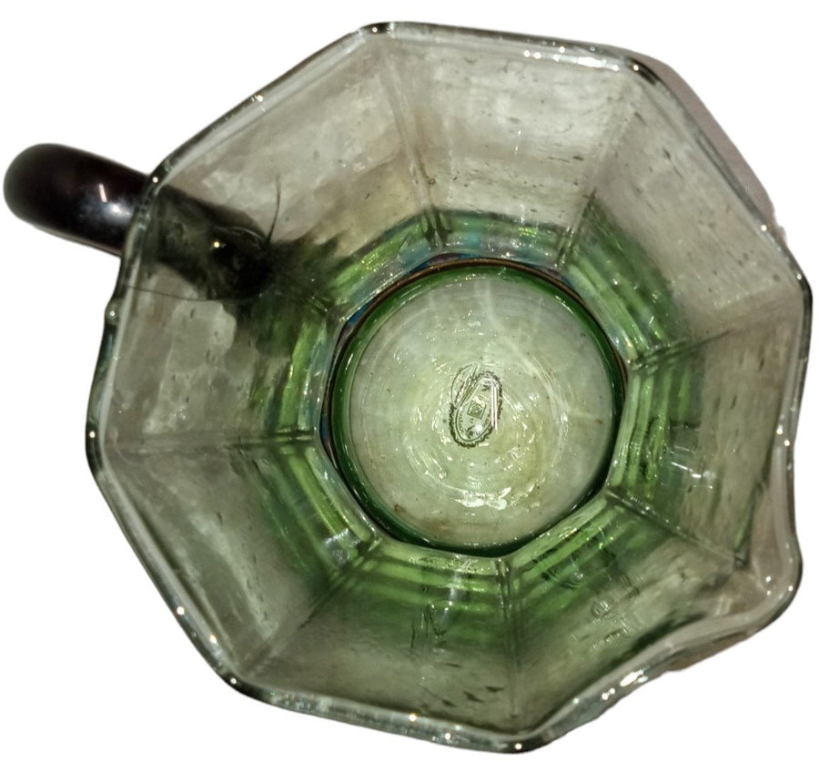 Mackenzie Child Glass Pitcher Vintage Victoria and Richard Octagon Hand Painted