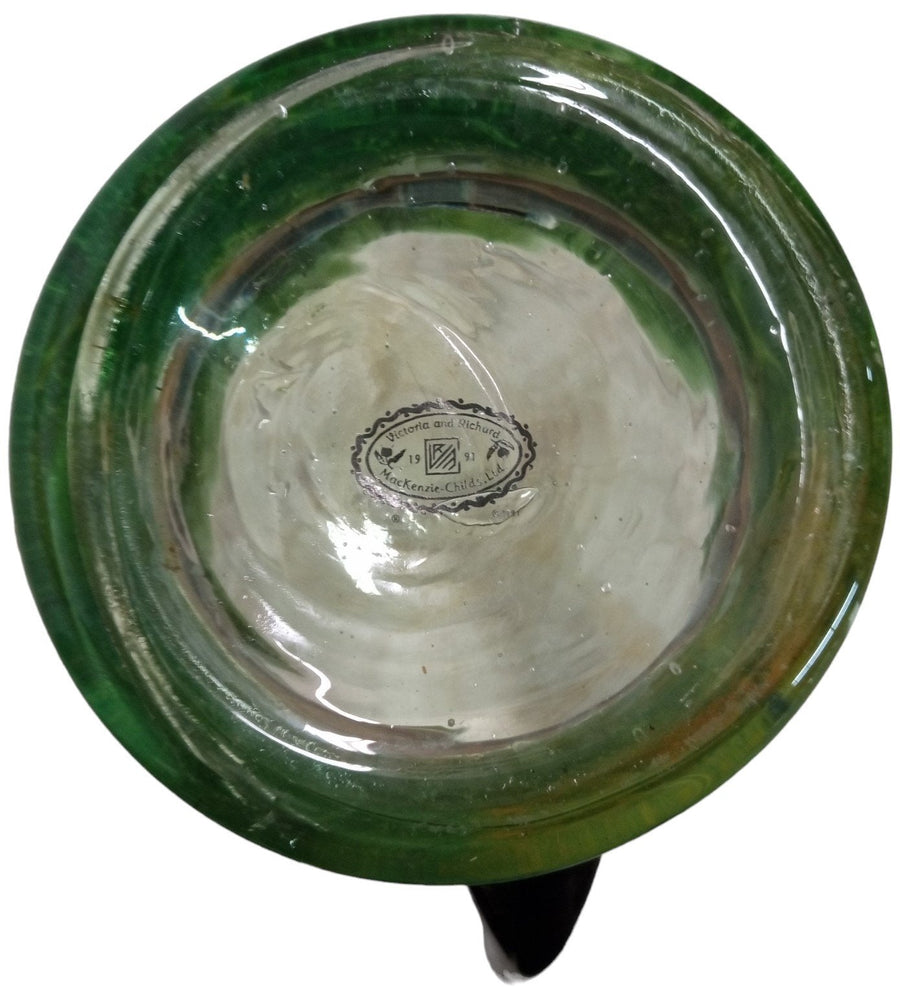 Mackenzie Child Glass Pitcher Vintage Victoria and Richard Octagon Hand Painted