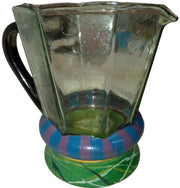 Mackenzie Child Glass Pitcher Vintage Victoria and Richard Octagon Hand Painted