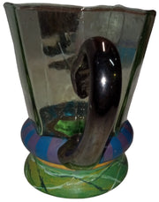 Mackenzie Child Glass Pitcher Vintage Victoria and Richard Octagon Hand Painted