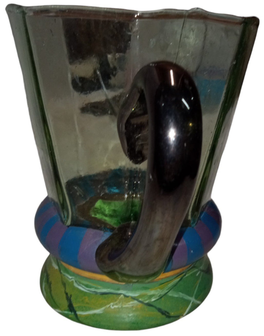 Mackenzie Child Glass Pitcher Vintage Victoria and Richard Octagon Hand Painted