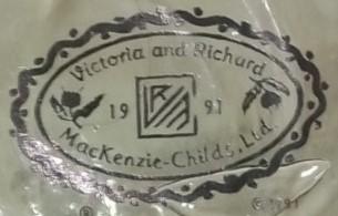 Mackenzie Child Glass Pitcher Vintage Victoria and Richard Octagon Hand Painted