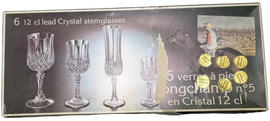 Lead Crystal Stemglasses Vintage Salem Cristal d'Arques France Total 10 Glasses