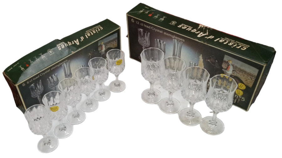 Lead Crystal Stemglasses Vintage Salem Cristal d'Arques France Total 10 Glasses