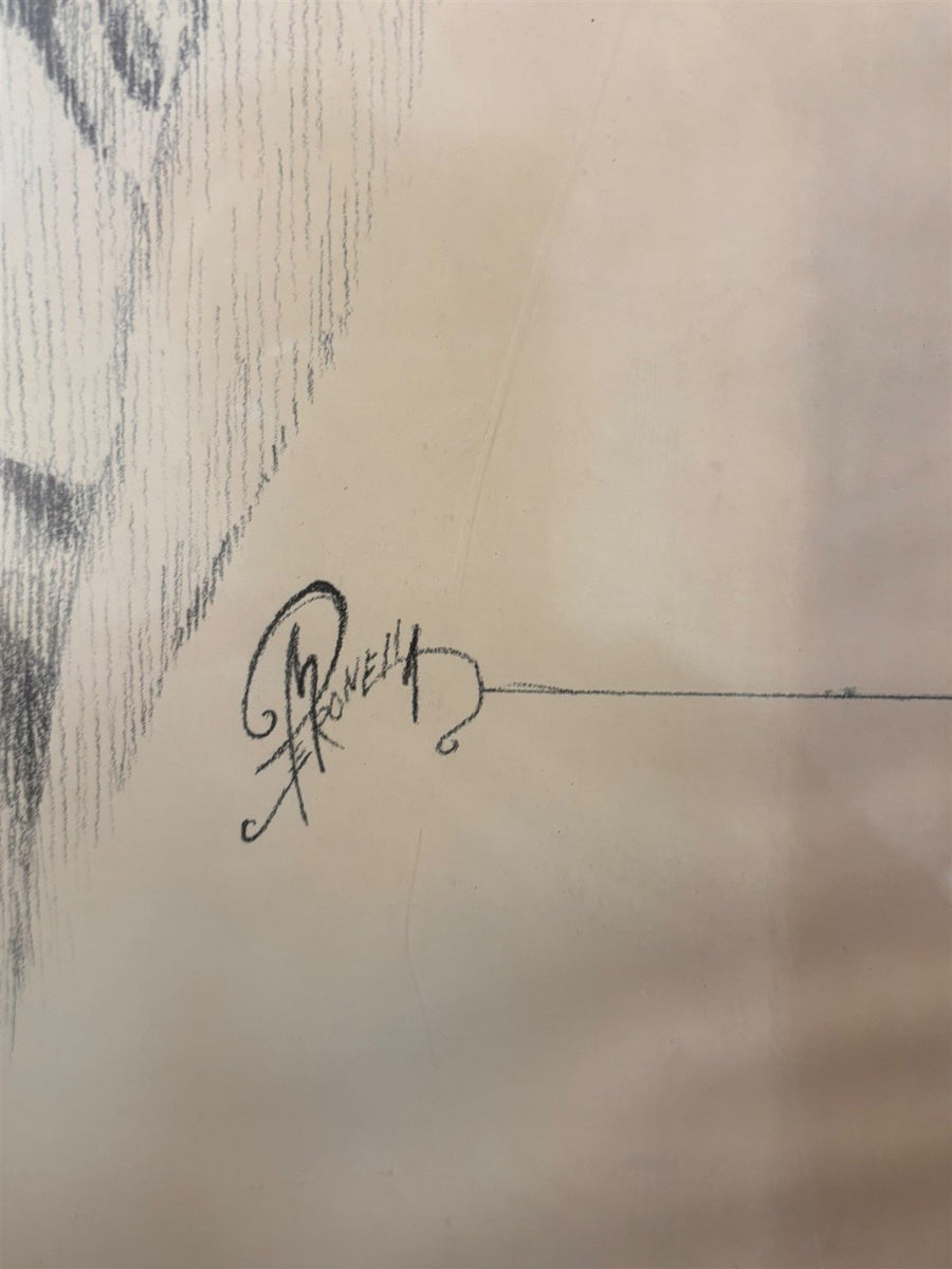 Elvis Presley Drawing Print by and Signed by Robert Stephan Simon Vintage