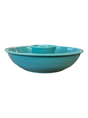 Fiesta - Turquoise Blue Chip and Dip Bowl Homer Laughlin Ceramic Dish Serving