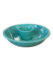 Fiesta - Turquoise Blue Chip and Dip Bowl Homer Laughlin Ceramic Dish Serving