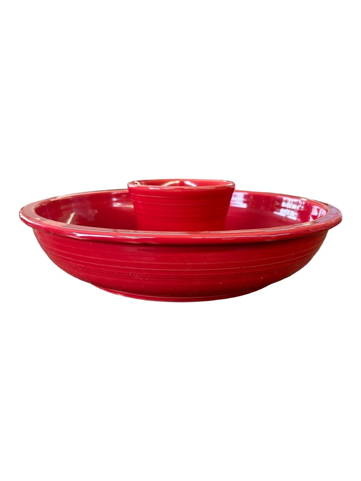 Fiesta - Scarlet Red Chip and Dip Bowl Homer Laughlin Ceramic Dish Serveware HLC