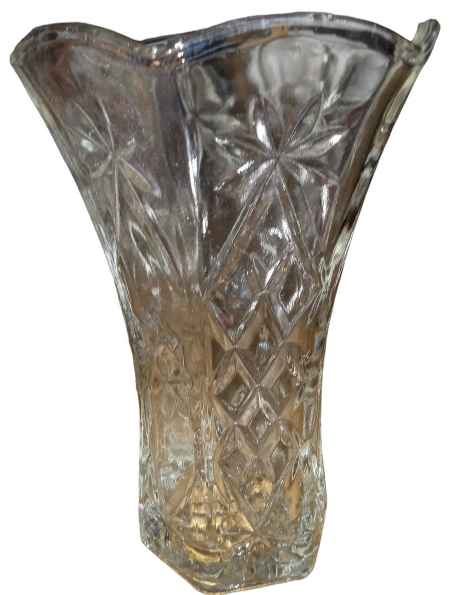 Anchor Hocking Glass Vase Antique Star of David Vintage 8.5" High