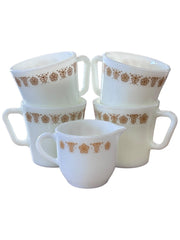Pyrex Tableware by Corning Butterfly Gold Milk Glass Cups and Creamer