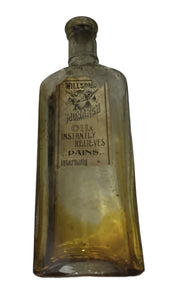 Medicine Bottle Monarch Oil Pain Reliever Willson's Antique Glass Cattle Horse